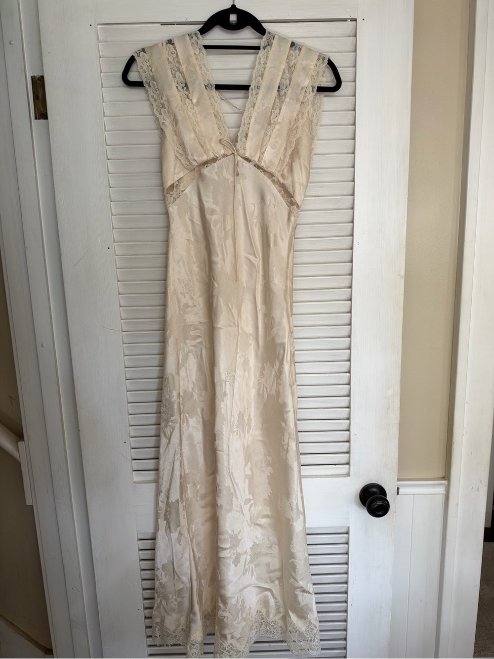 For Love & Lemons Cream Lace-Trim Maxi Dress